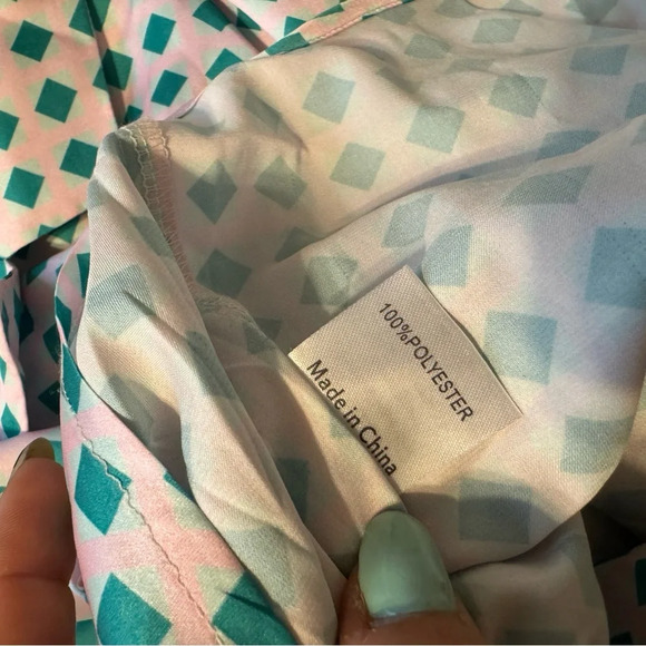 Princess Polly Jordy Blouse Pant Set Revolve Allover Green Barbie Pink - Picture 11 of 12